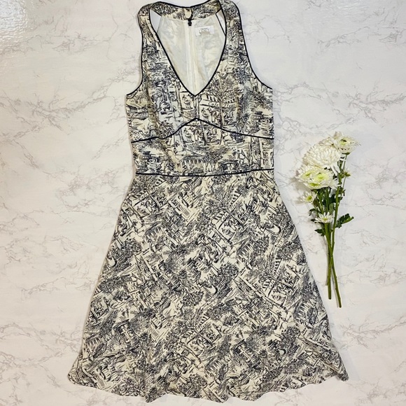 LOFT Dresses & Skirts - LOFT French cafe fleur a-line v-neck dress 4